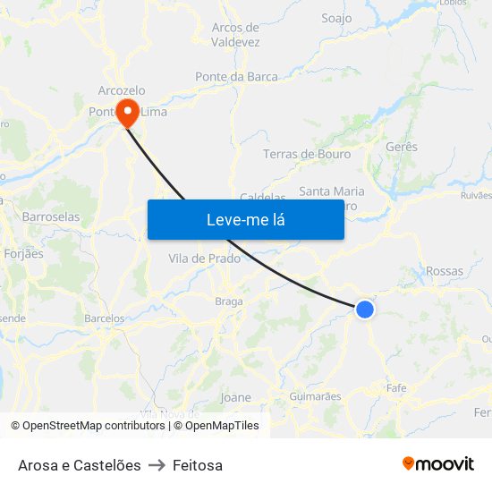 Arosa e Castelões to Feitosa map