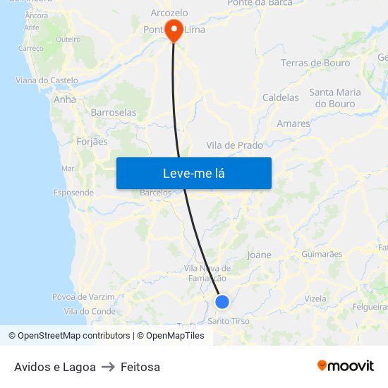 Avidos e Lagoa to Feitosa map