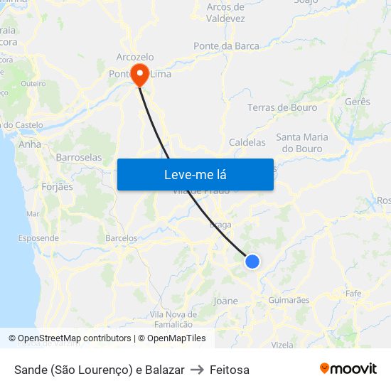 Sande (São Lourenço) e Balazar to Feitosa map