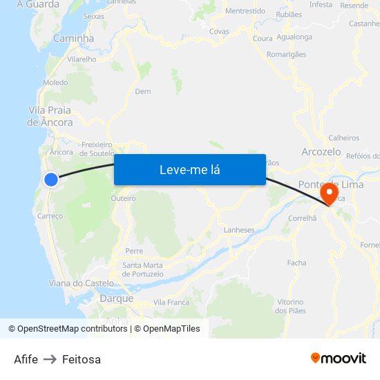 Afife to Feitosa map