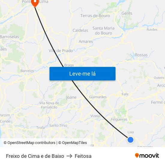 Freixo de Cima e de Baixo to Feitosa map