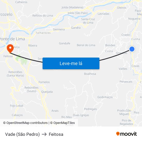 Vade (São Pedro) to Feitosa map