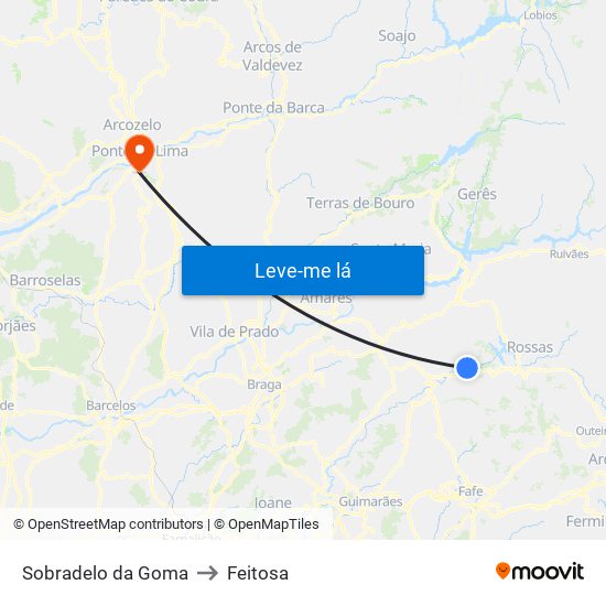 Sobradelo da Goma to Feitosa map