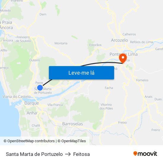 Santa Marta de Portuzelo to Feitosa map