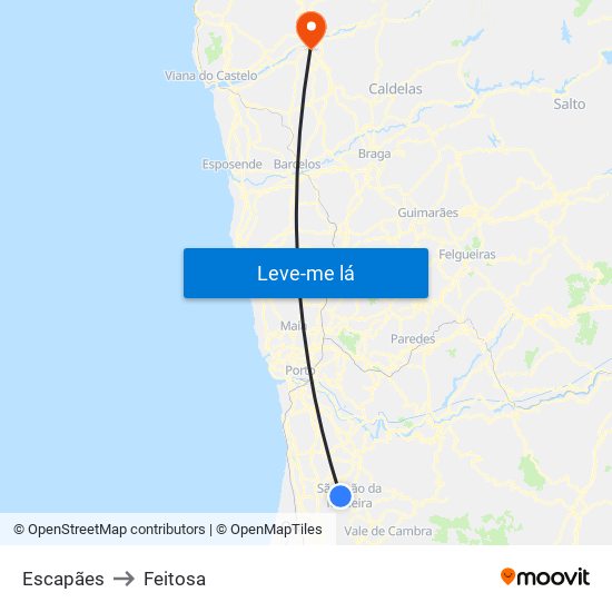 Escapães to Feitosa map