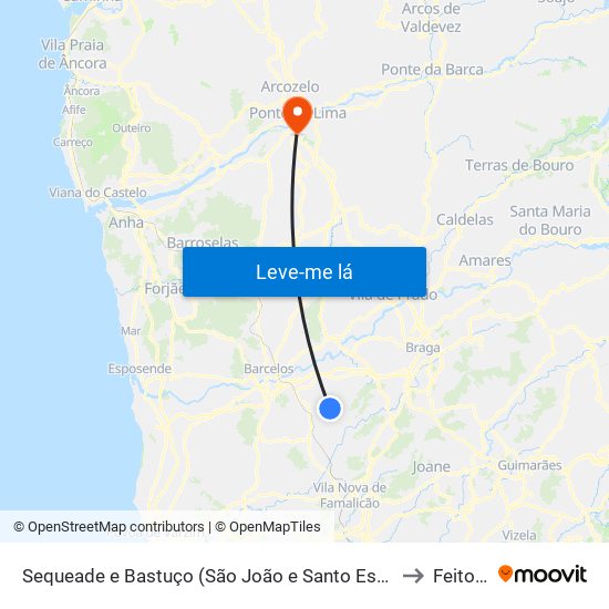 Sequeade e Bastuço (São João e Santo Estêvão) to Feitosa map