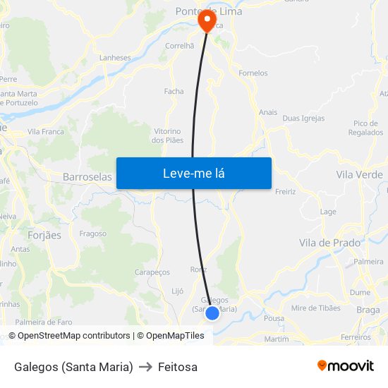 Galegos (Santa Maria) to Feitosa map