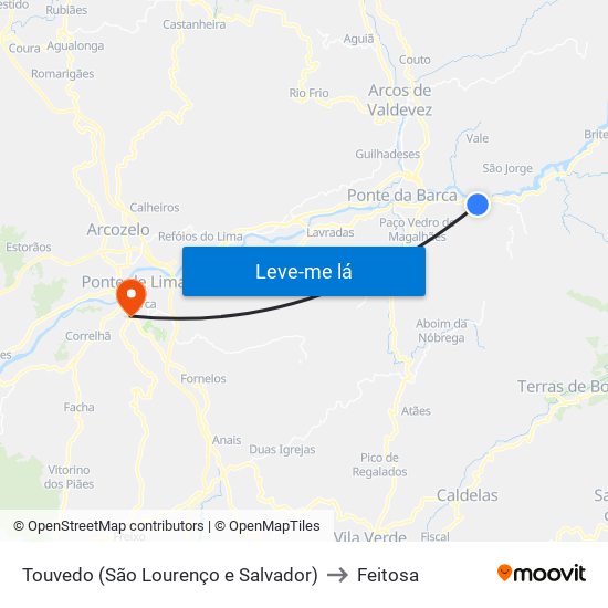 Touvedo (São Lourenço e Salvador) to Feitosa map