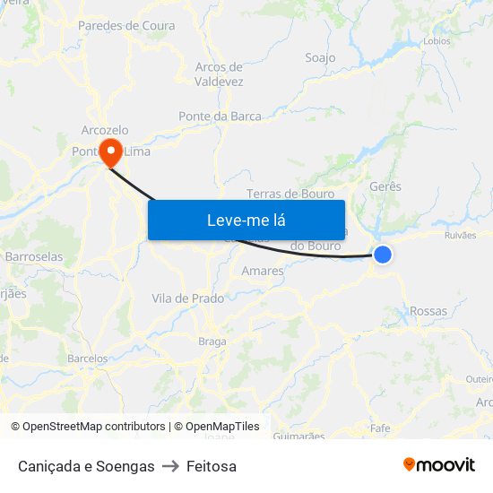 Caniçada e Soengas to Feitosa map