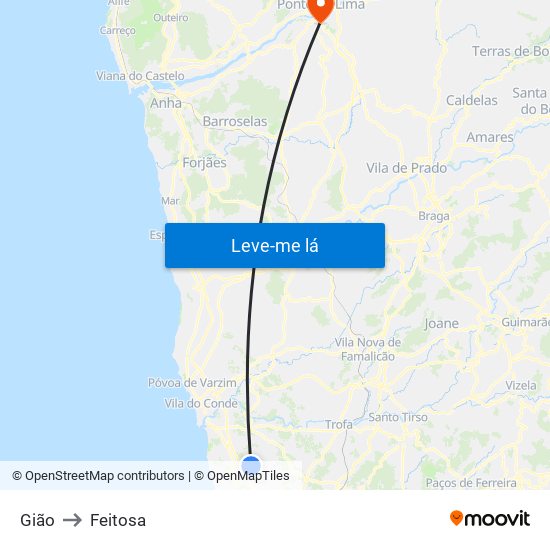 Gião to Feitosa map