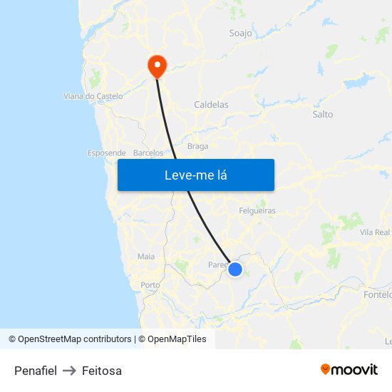Penafiel to Feitosa map