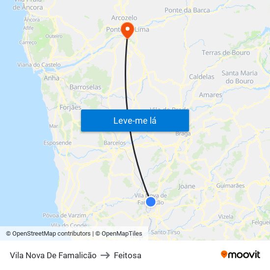 Vila Nova De Famalicão to Feitosa map