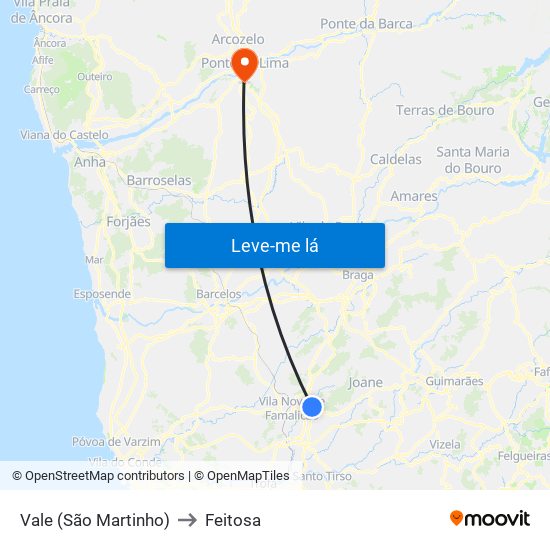 Vale (São Martinho) to Feitosa map