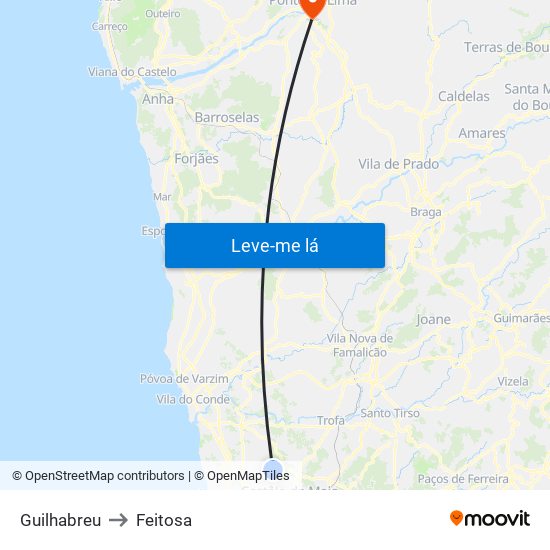 Guilhabreu to Feitosa map