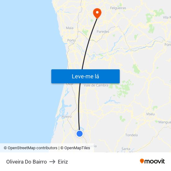 Oliveira Do Bairro to Eiriz map
