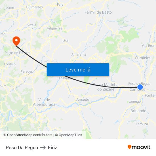 Peso Da Régua to Eiriz map