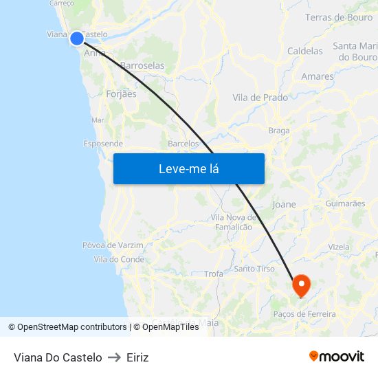 Viana Do Castelo to Eiriz map