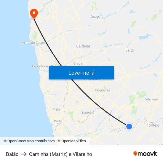 Baião to Caminha (Matriz) e Vilarelho map