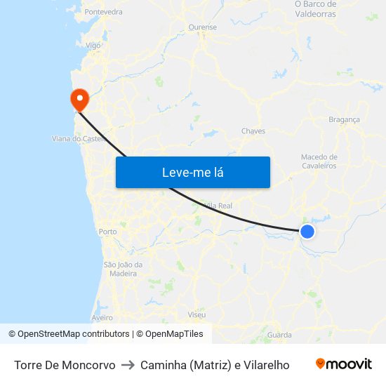 Torre De Moncorvo to Caminha (Matriz) e Vilarelho map