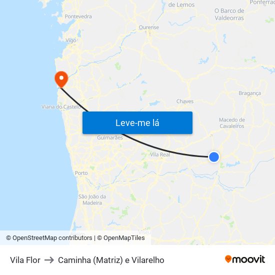 Vila Flor to Caminha (Matriz) e Vilarelho map