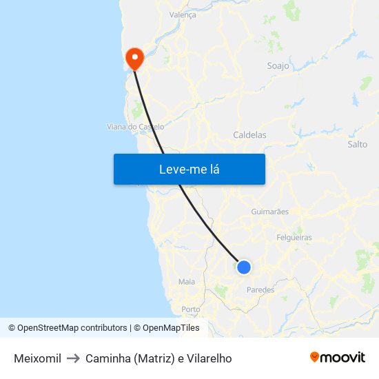 Meixomil to Caminha (Matriz) e Vilarelho map