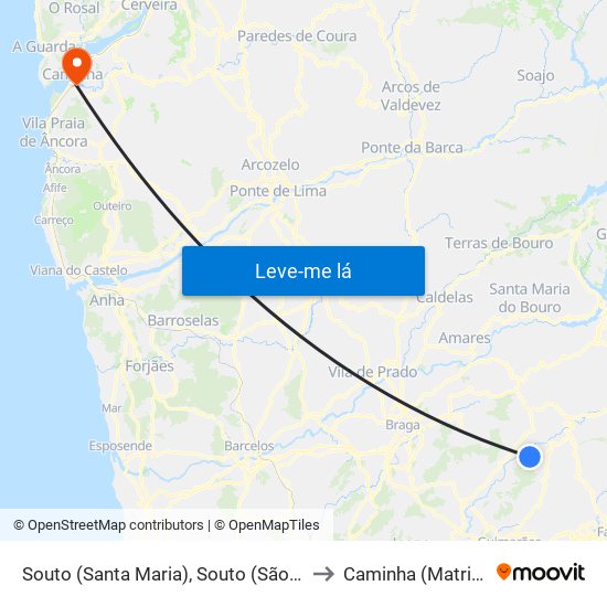 Souto (Santa Maria), Souto (São Salvador) e Gondomar to Caminha (Matriz) e Vilarelho map