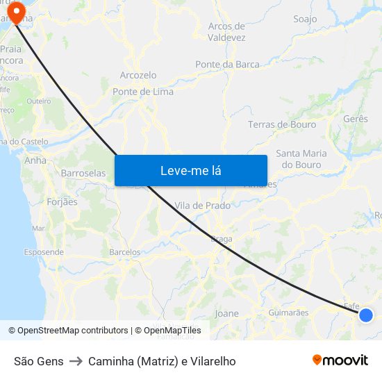 São Gens to Caminha (Matriz) e Vilarelho map