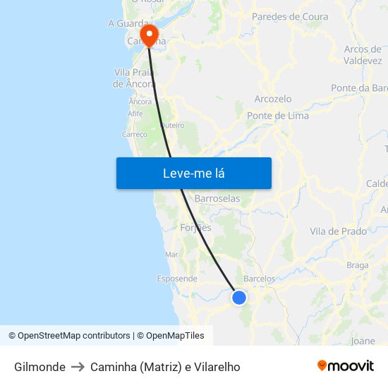 Gilmonde to Caminha (Matriz) e Vilarelho map