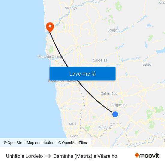 Unhão e Lordelo to Caminha (Matriz) e Vilarelho map