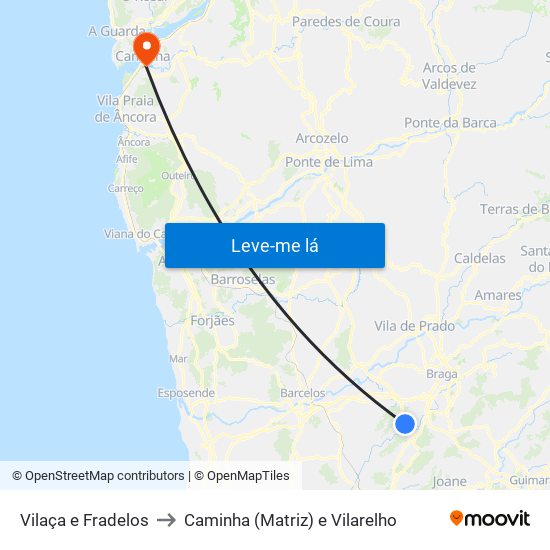 Vilaça e Fradelos to Caminha (Matriz) e Vilarelho map