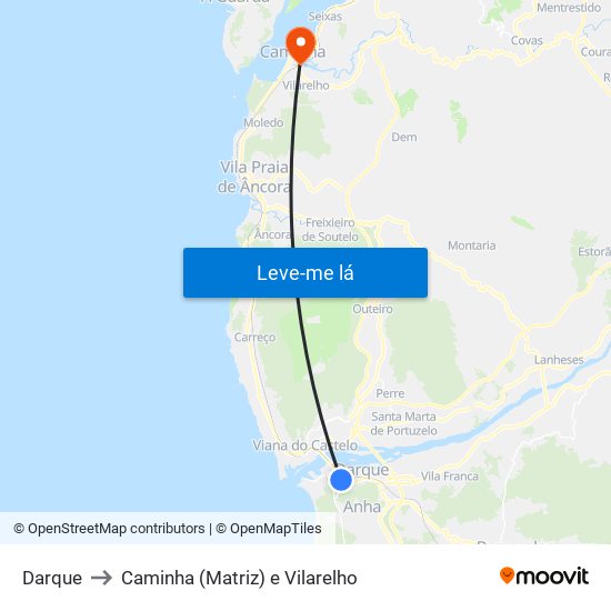 Darque to Caminha (Matriz) e Vilarelho map