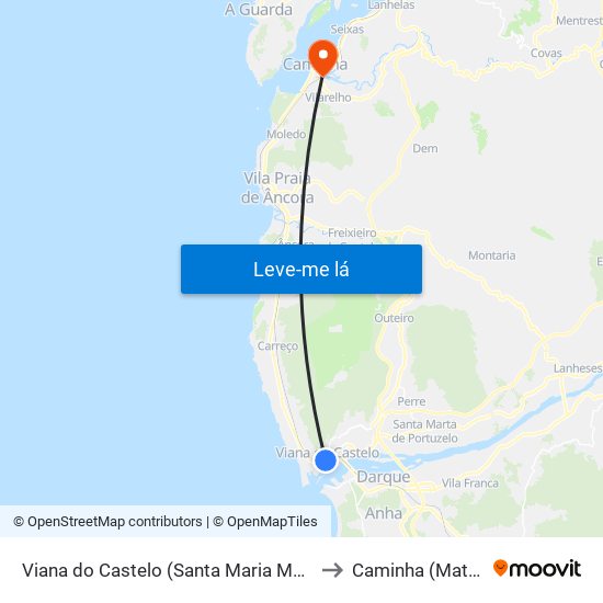 Viana do Castelo (Santa Maria Maior e Monserrate) e Meadela to Caminha (Matriz) e Vilarelho map