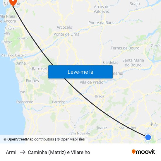 Armil to Caminha (Matriz) e Vilarelho map