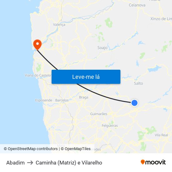 Abadim to Caminha (Matriz) e Vilarelho map