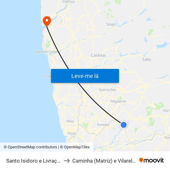 Santo Isidoro e Livração to Caminha (Matriz) e Vilarelho map