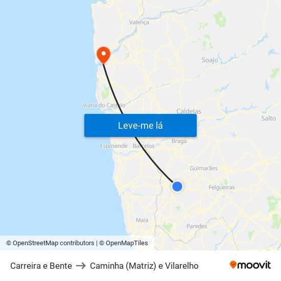 Carreira e Bente to Caminha (Matriz) e Vilarelho map