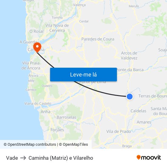 Vade to Caminha (Matriz) e Vilarelho map