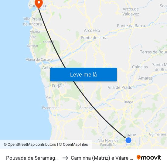 Pousada de Saramagos to Caminha (Matriz) e Vilarelho map