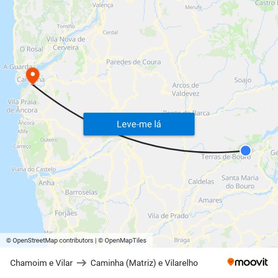 Chamoim e Vilar to Caminha (Matriz) e Vilarelho map