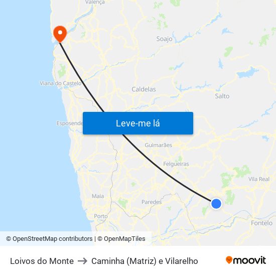 Loivos do Monte to Caminha (Matriz) e Vilarelho map