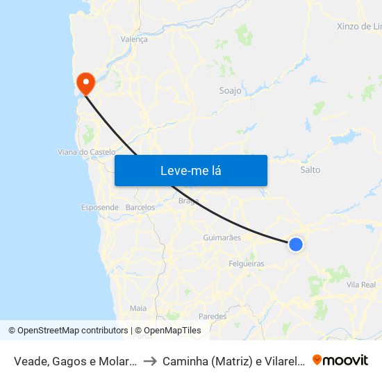 Veade, Gagos e Molares to Caminha (Matriz) e Vilarelho map