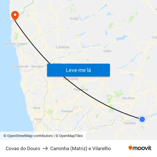 Covas do Douro to Caminha (Matriz) e Vilarelho map