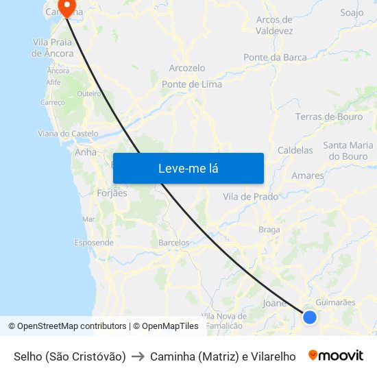 Selho (São Cristóvão) to Caminha (Matriz) e Vilarelho map