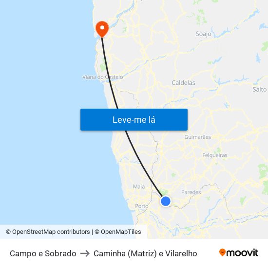 Campo e Sobrado to Caminha (Matriz) e Vilarelho map