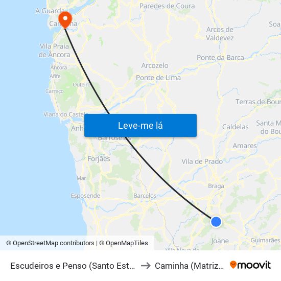 Escudeiros e Penso (Santo Estêvão e São Vicente) to Caminha (Matriz) e Vilarelho map