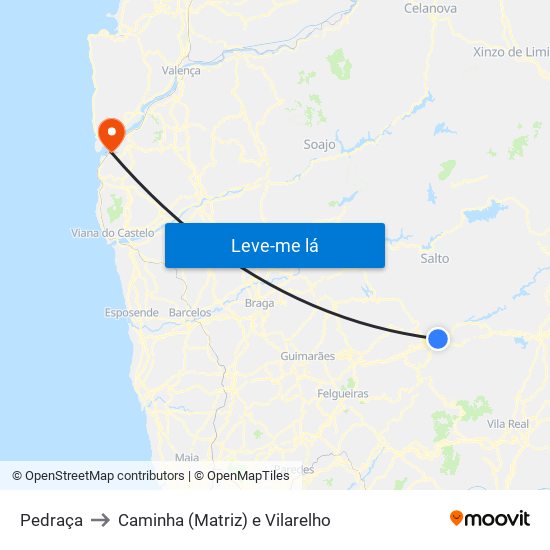 Pedraça to Caminha (Matriz) e Vilarelho map