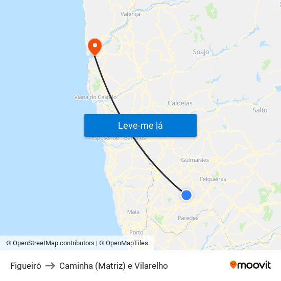 Figueiró to Caminha (Matriz) e Vilarelho map