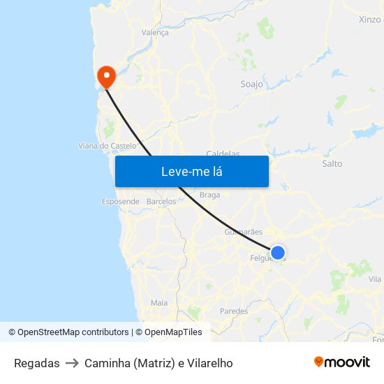 Regadas to Caminha (Matriz) e Vilarelho map