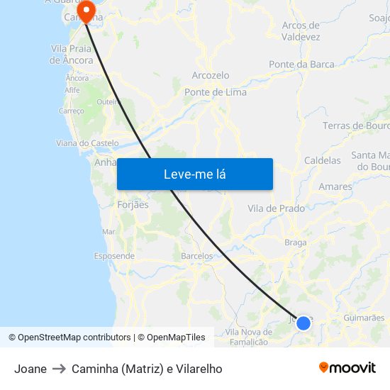 Joane to Caminha (Matriz) e Vilarelho map
