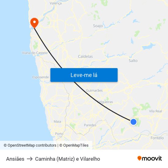 Ansiāes to Caminha (Matriz) e Vilarelho map
